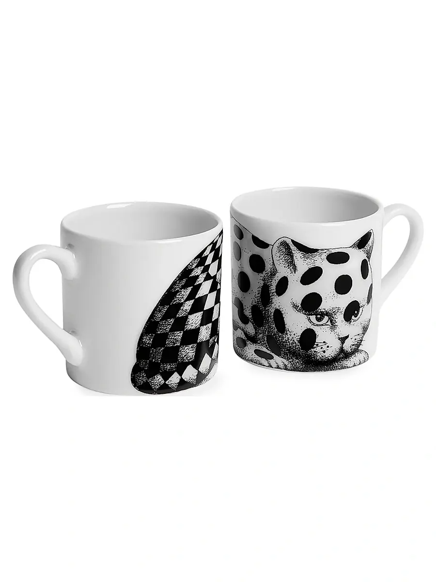 FORNASETTI High Fidelity Starry 2-Piece Coffee Mug & Saucer Set - Black White | Thumbnail 2 FORNASETTI High Fidelity Starry 2-Piece Coffee Mug & Saucer Set - Black White | Thumbnail 2