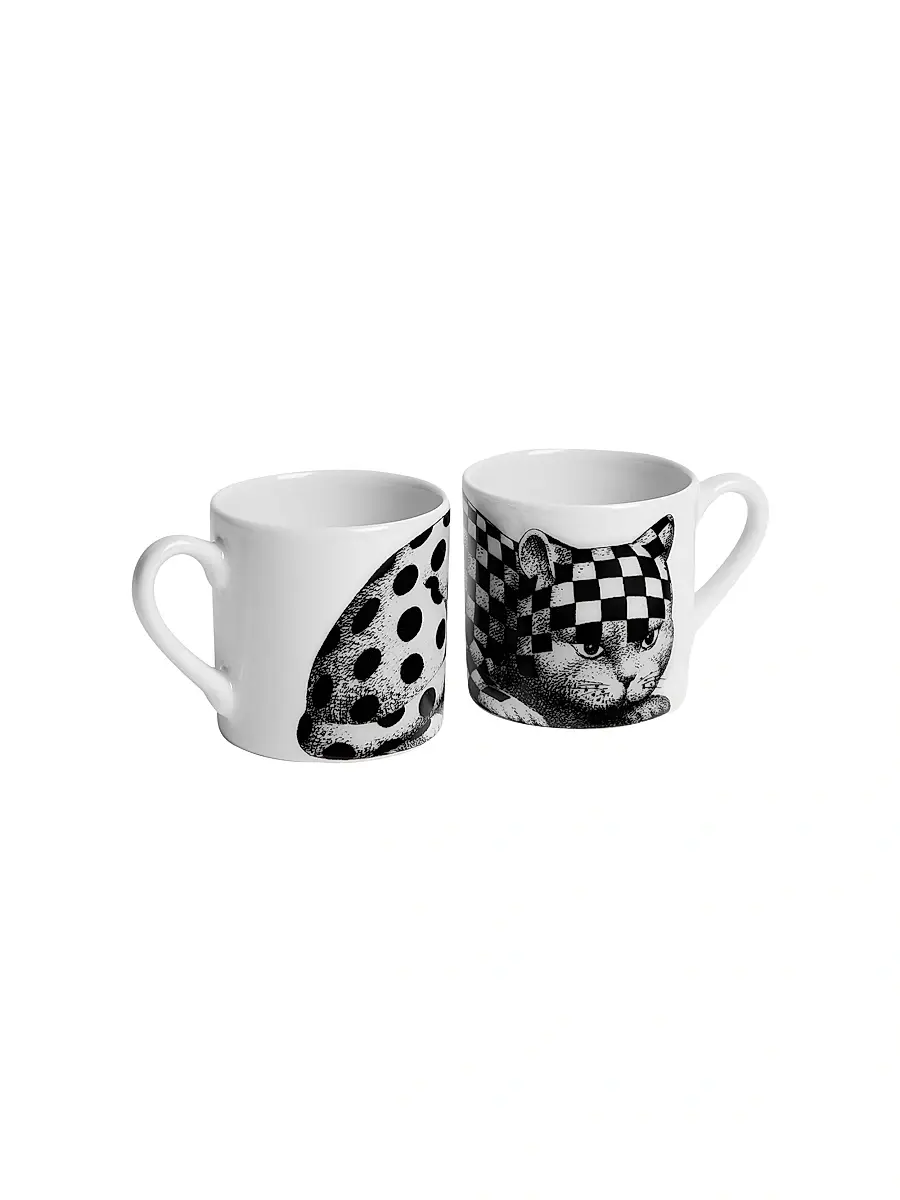 FORNASETTI High Fidelity Starry 2-Piece Coffee Mug & Saucer Set - Black White | Thumbnail 3 FORNASETTI High Fidelity Starry 2-Piece Coffee Mug & Saucer Set - Black White | Thumbnail 3
