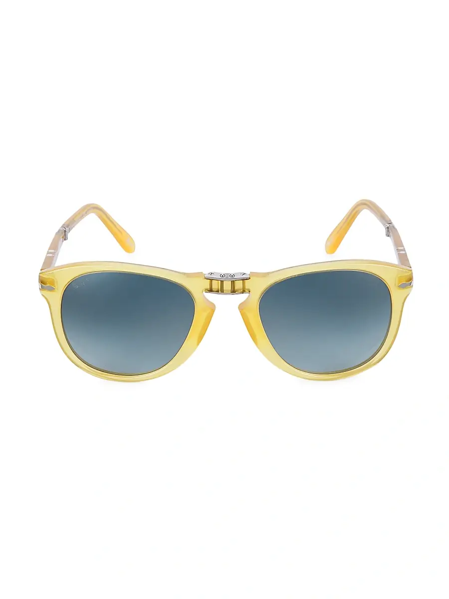 PERSOL Men's 54MM Round Sunglasses - Yellow | Image 1 PERSOL Men's 54MM Round Sunglasses - Yellow | Image 1