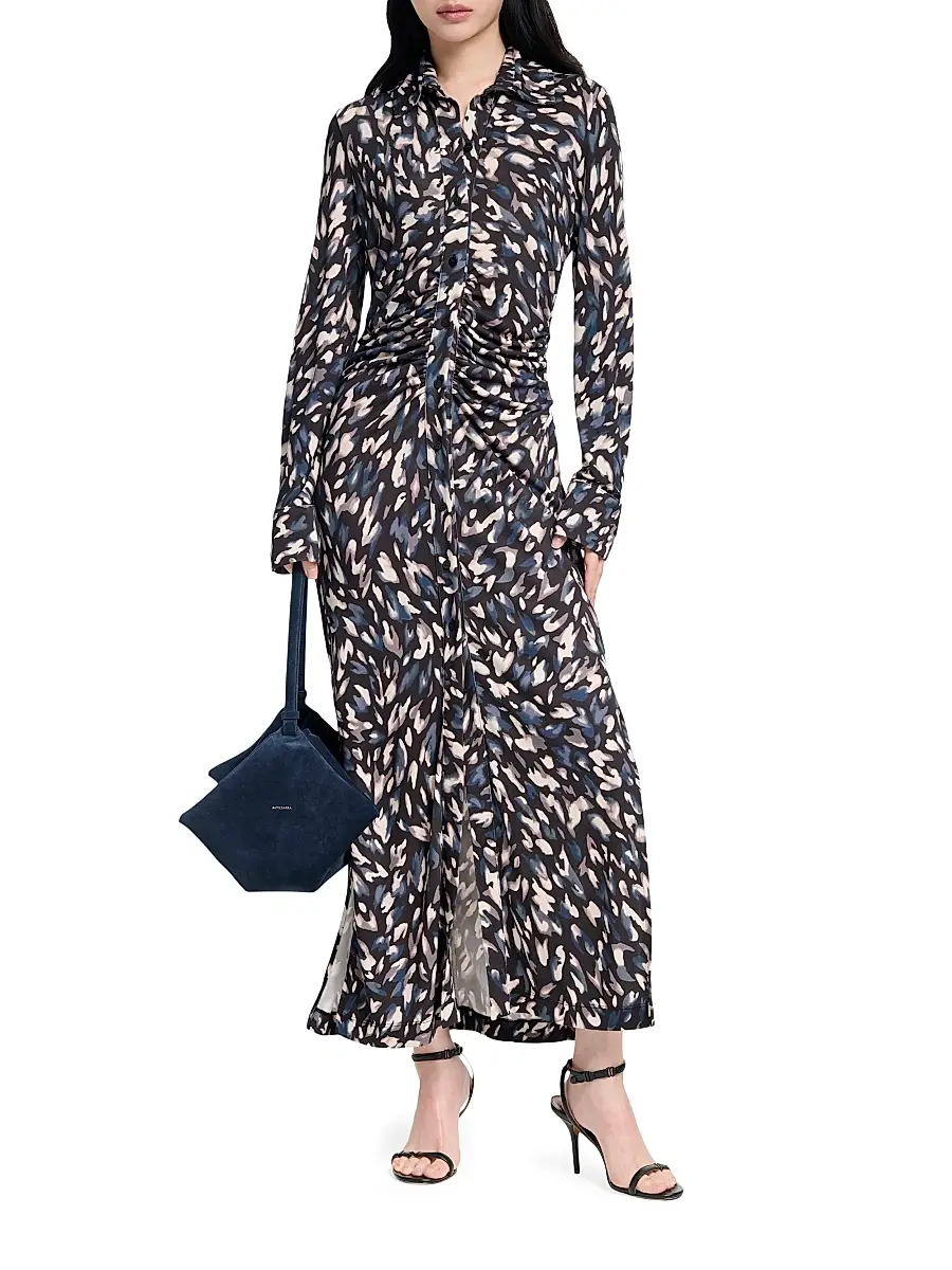 Altuzarra Women's Claudia Animal Print Ruched Shirtdress | Thumbnail 2 Altuzarra Women's Claudia Animal Print Ruched Shirtdress | Thumbnail 2