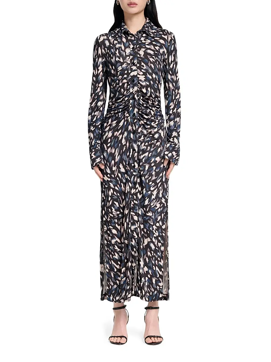 Altuzarra Women's Claudia Animal Print Ruched Shirtdress | Thumbnail 3 Altuzarra Women's Claudia Animal Print Ruched Shirtdress | Thumbnail 3