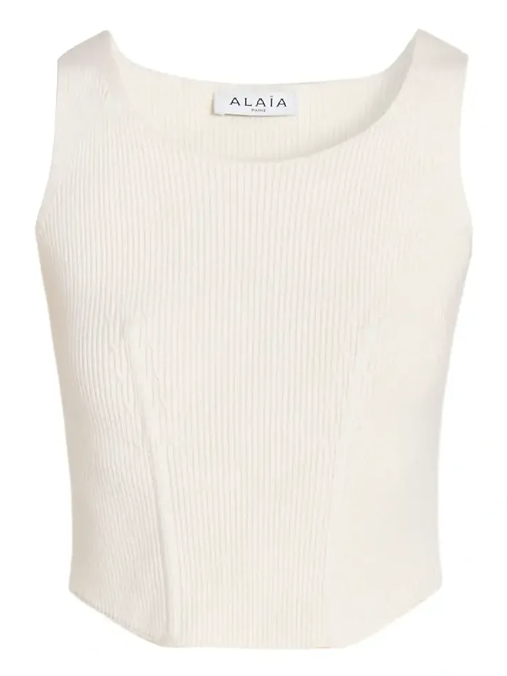Women's Rib-Knit Wool-Blend Corset Top Women's Rib-Knit Wool-Blend Corset Top