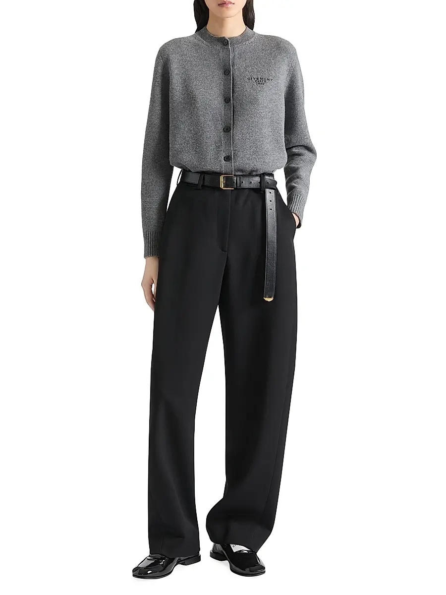 Givenchy Women's Cardigan in Wool and Cashmere with Paris 1952 - Slate Blend | Thumbnail 3 Givenchy Women's Cardigan in Wool and Cashmere with Paris 1952 - Slate Blend | Thumbnail 3