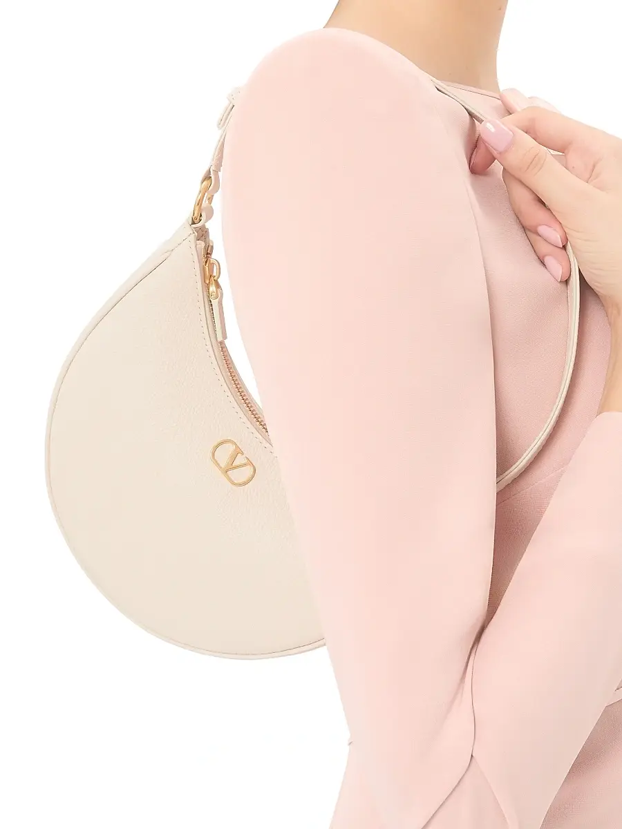 Valentino Women's VLogo Signature Mini Hobo Shoulder Bag in Grainy Calfskin - Light Ivory | Thumbnail 2 Valentino Women's VLogo Signature Mini Hobo Shoulder Bag in Grainy Calfskin - Light Ivory | Thumbnail 2