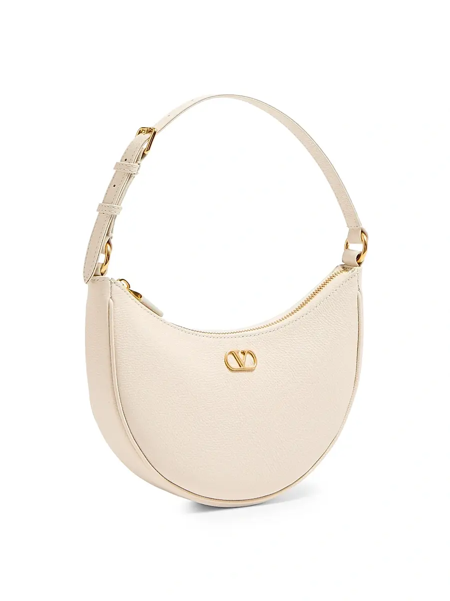 Valentino Women's VLogo Signature Mini Hobo Shoulder Bag in Grainy Calfskin - Light Ivory | Thumbnail 4 Valentino Women's VLogo Signature Mini Hobo Shoulder Bag in Grainy Calfskin - Light Ivory | Thumbnail 4