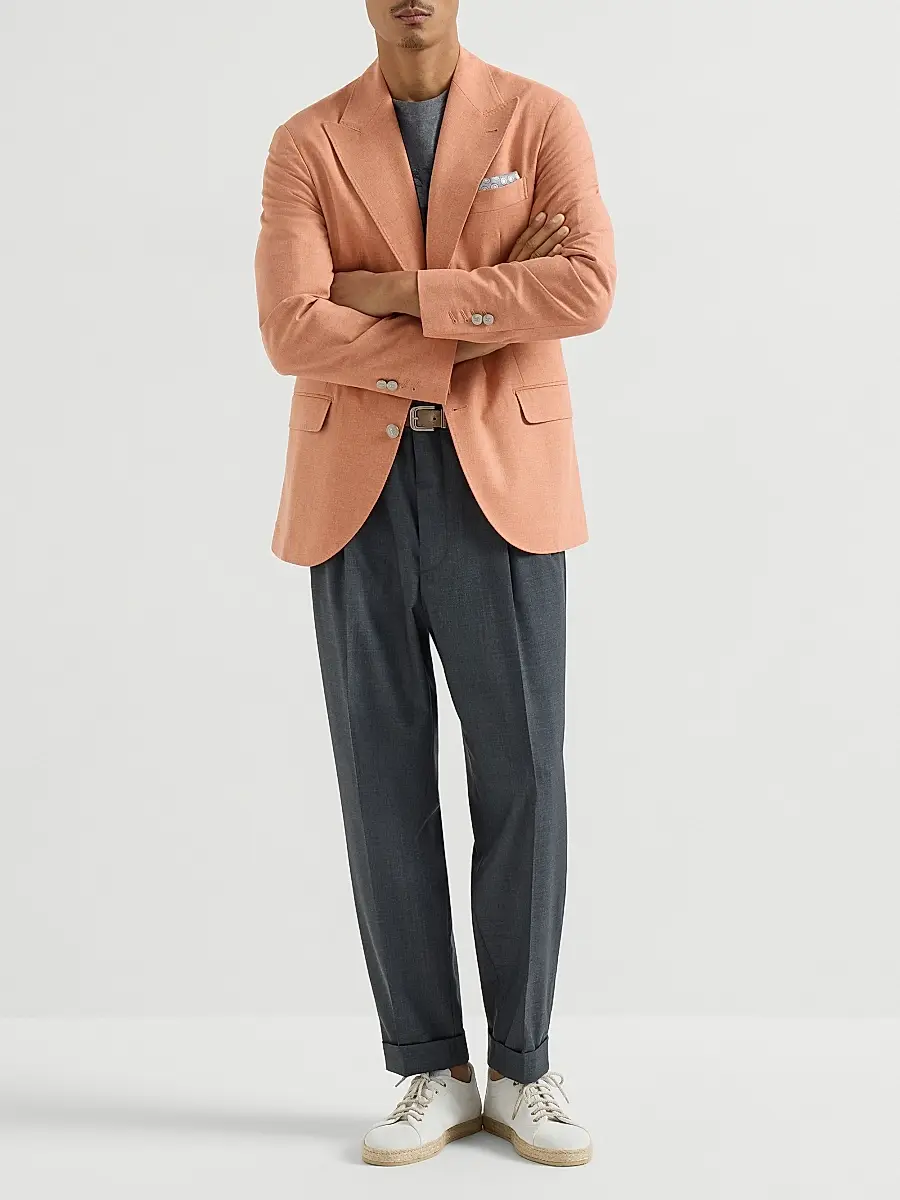 Brunello Cucinelli Men's Virgin Wool Fresco Trousers with Double Pleats | Thumbnail 6 Brunello Cucinelli Men's Virgin Wool Fresco Trousers with Double Pleats | Thumbnail 6
