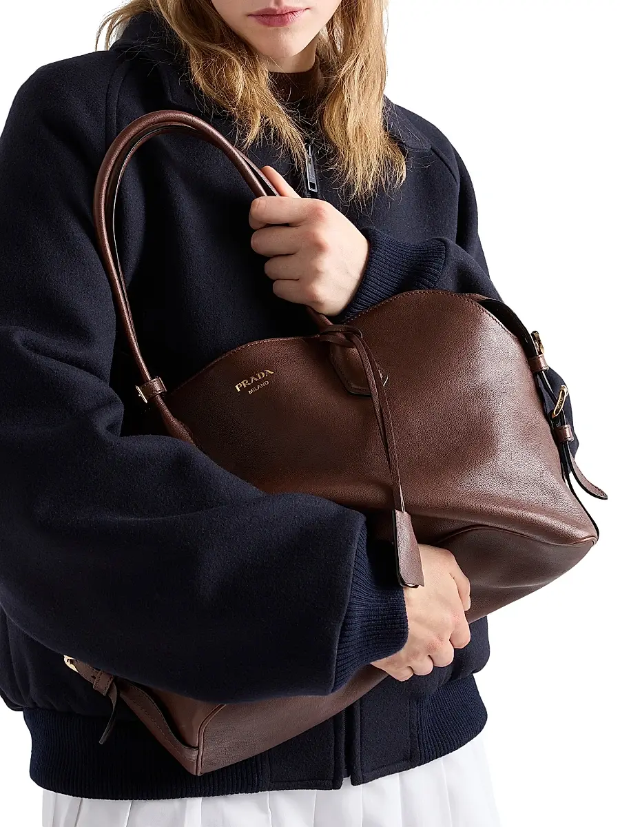 Prada Women's Leather Tote Bag - Brown | Thumbnail 2 Prada Women's Leather Tote Bag - Brown | Thumbnail 2