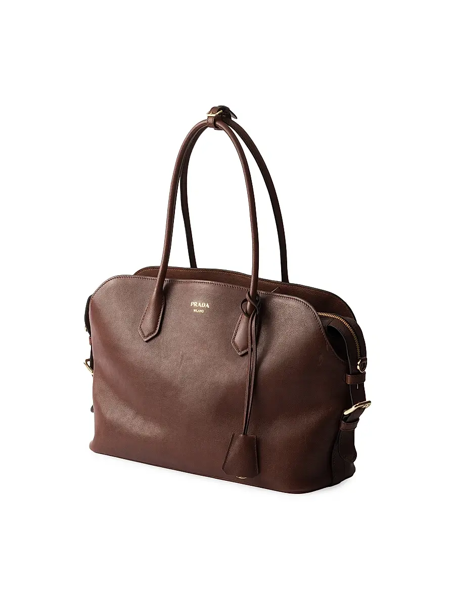 Prada Women's Leather Tote Bag - Brown | Thumbnail 4 Prada Women's Leather Tote Bag - Brown | Thumbnail 4