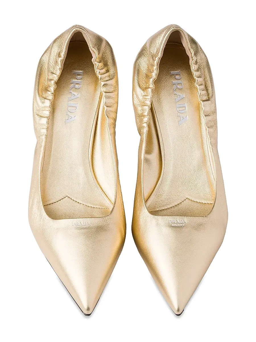 Prada Women's Mordoré Nappa Leather Pumps - Gold | Thumbnail 3 Prada Women's Mordoré Nappa Leather Pumps - Gold | Thumbnail 3