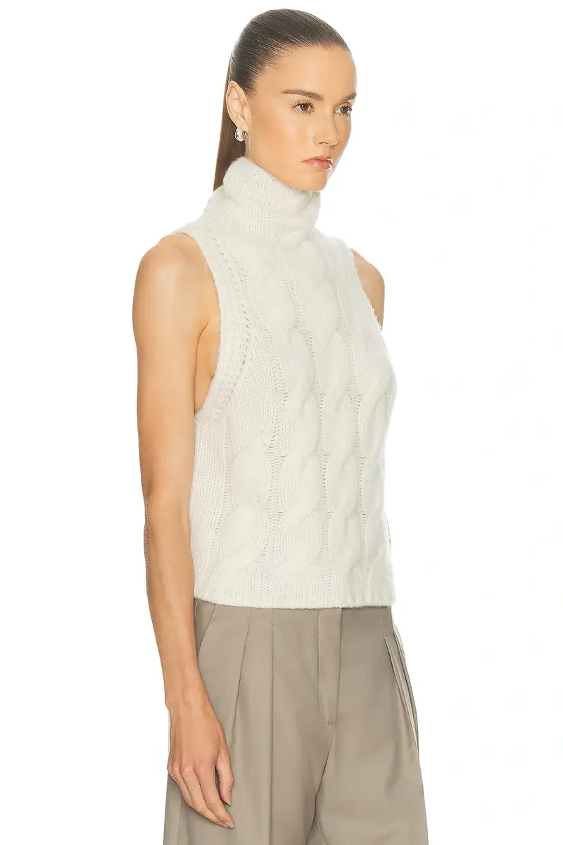 Sablyn Salvia Sleeveless Cable Turtleneck Sweater | Thumbnail 2 Sablyn Salvia Sleeveless Cable Turtleneck Sweater | Thumbnail 2