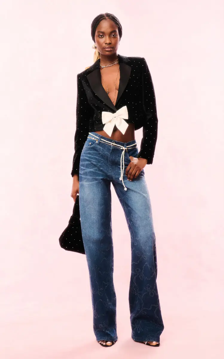 LoveShackFancy Dessa Crystal Bow Jeans | Thumbnail 2 LoveShackFancy Dessa Crystal Bow Jeans | Thumbnail 2
