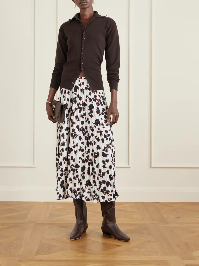 Proenza Schouler White Label Runa Pleated Printed Twill Midi Skirt | Thumbnail 2 Proenza Schouler White Label Runa Pleated Printed Twill Midi Skirt | Thumbnail 2