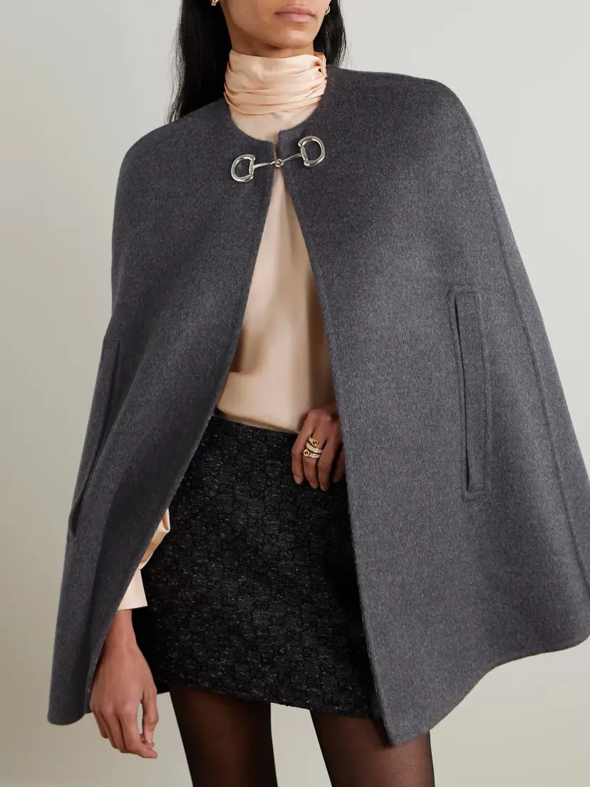 Gucci Horsebit-detailed Wool And Silk-blend Cape | Thumbnail 5 Gucci Horsebit-detailed Wool And Silk-blend Cape | Thumbnail 5