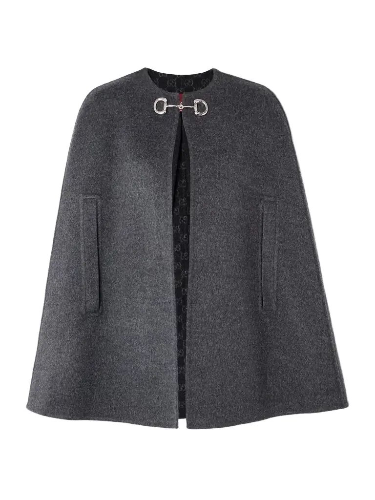 Horsebit-detailed Wool And Silk-blend Cape Horsebit-detailed Wool And Silk-blend Cape