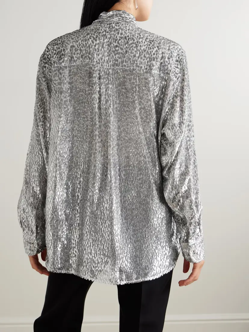 Stella McCartney Tie-neck Metallic Fil Coupé Blouse | Thumbnail 3