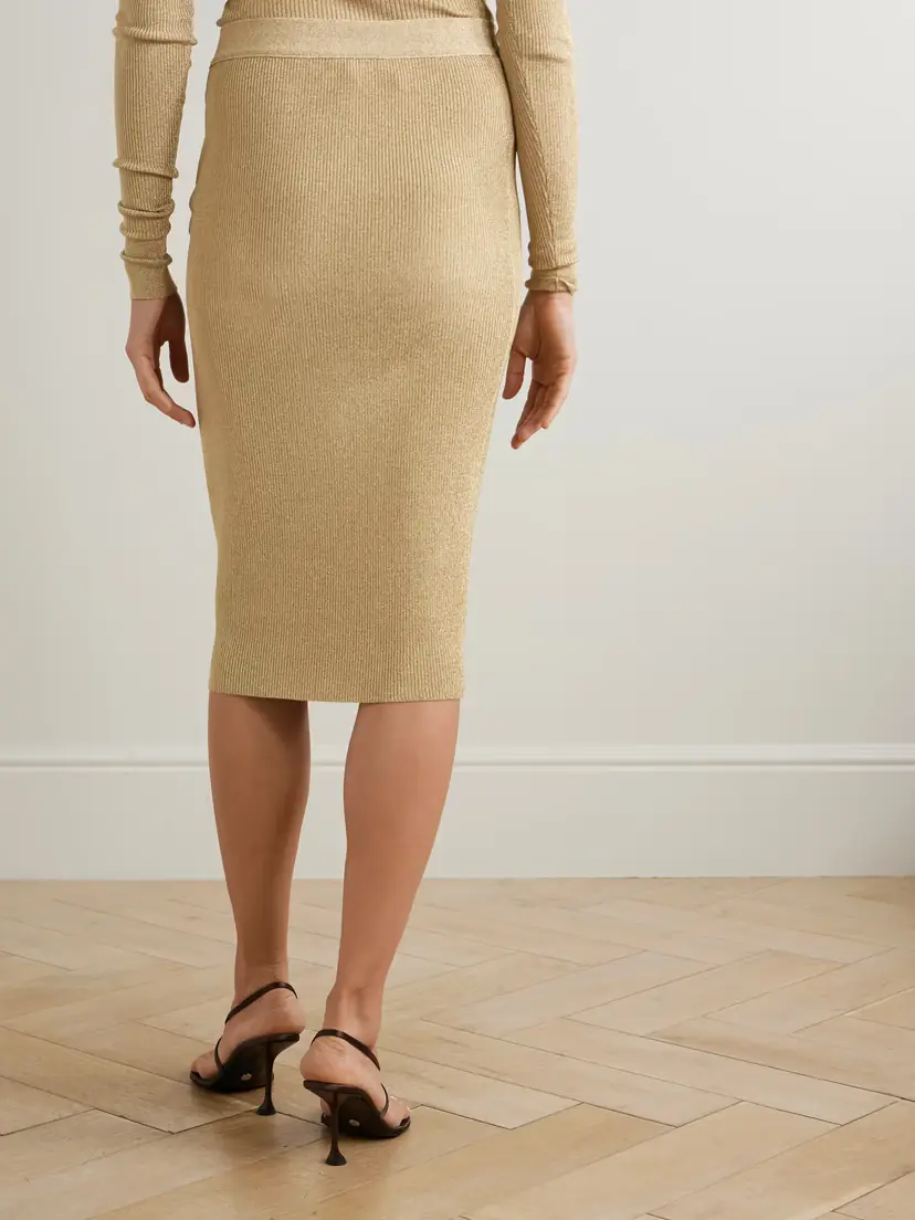 Stella McCartney Metallic Ribbed-knit Midi Skirt | Thumbnail 3 Stella McCartney Metallic Ribbed-knit Midi Skirt | Thumbnail 3
