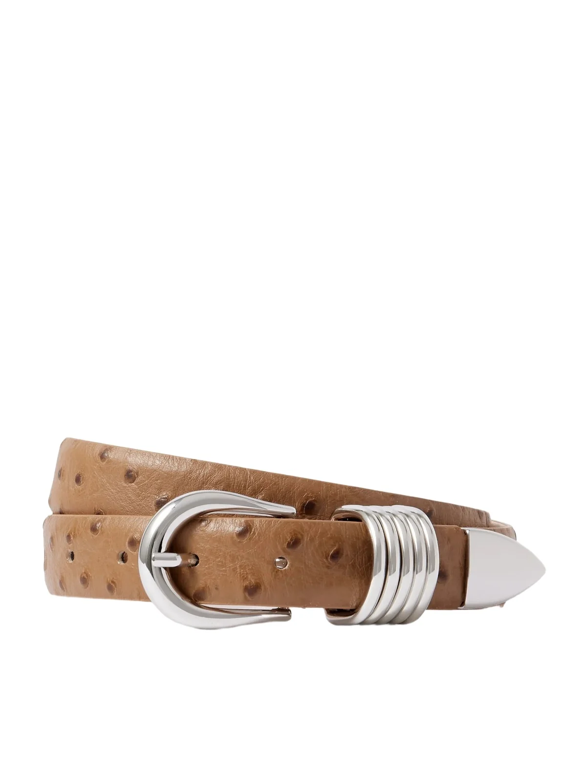 Hollyhock Ostrich-effect Leather Waist Belt