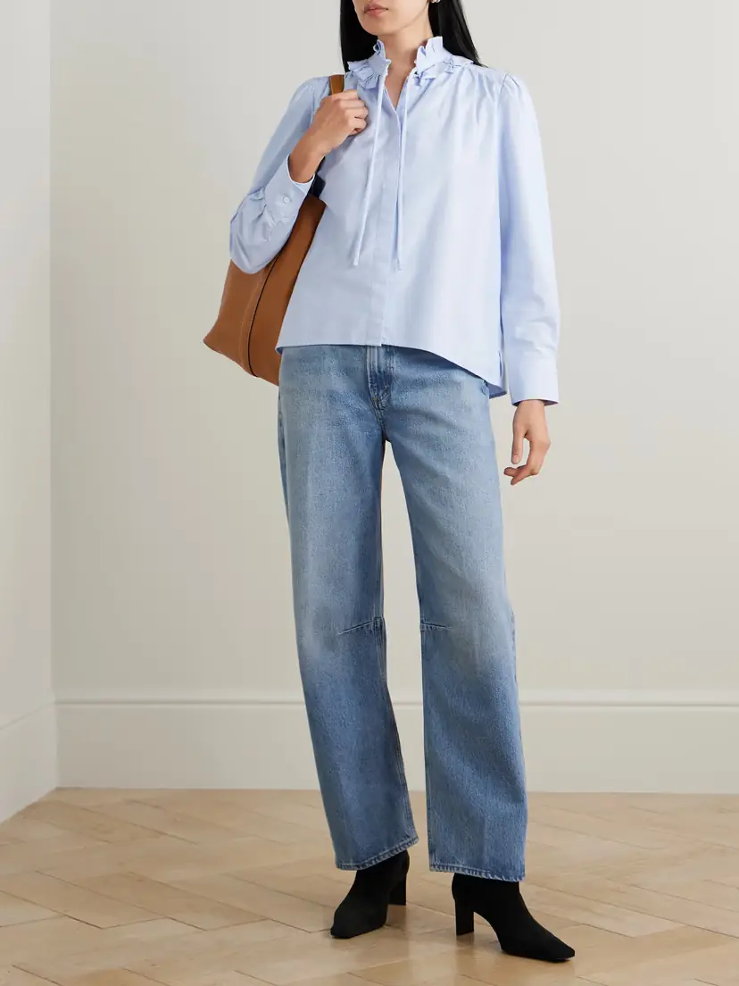 Citizens of Humanity Calista Tie-detailed Ruffled Cotton-poplin Shirt | Thumbnail 2
