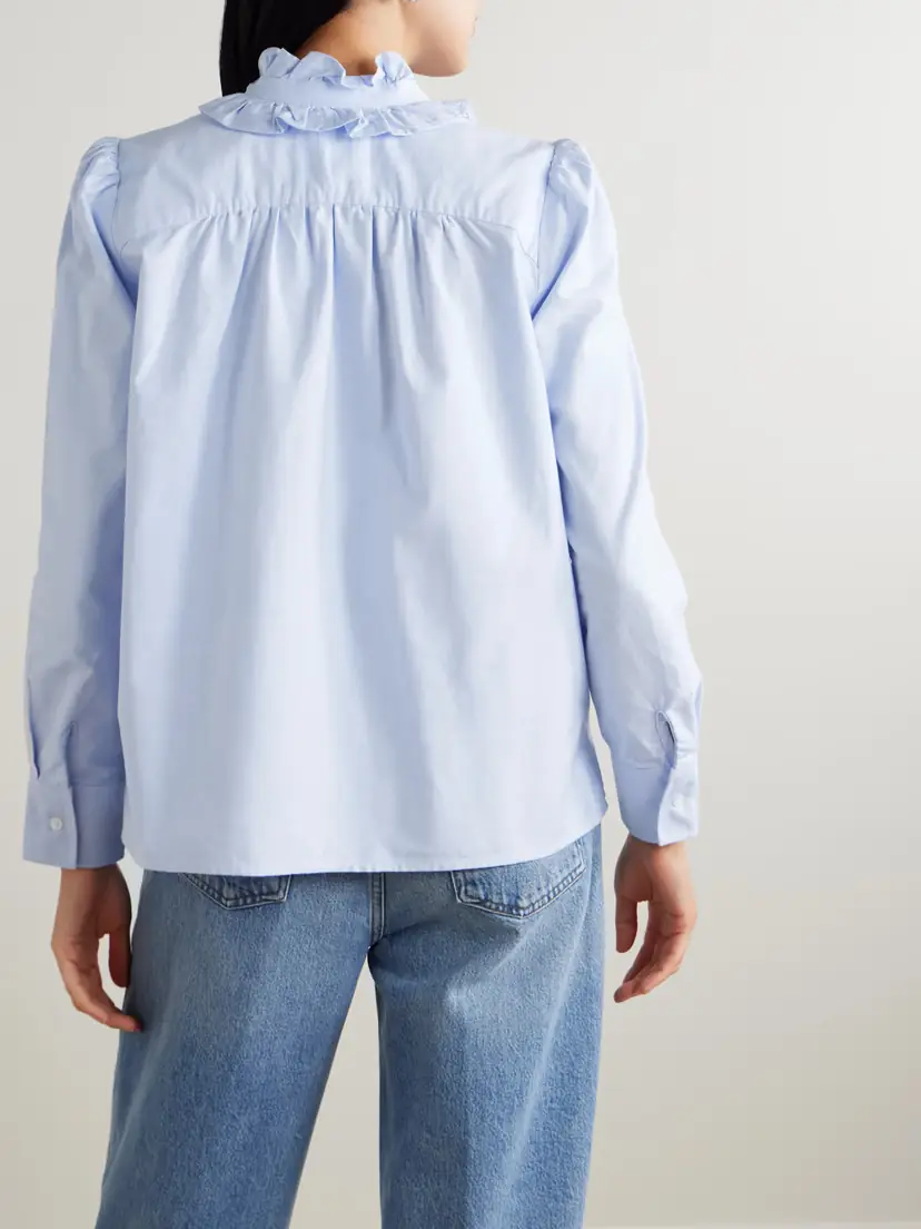 Citizens of Humanity Calista Tie-detailed Ruffled Cotton-poplin Shirt | Thumbnail 3