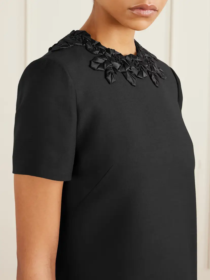 Valentino Garavani Embellished Silk-trimmed Wool And Silk-blend Crepe Mini Dress | Thumbnail 5 Valentino Garavani Embellished Silk-trimmed Wool And Silk-blend Crepe Mini Dress | Thumbnail 5