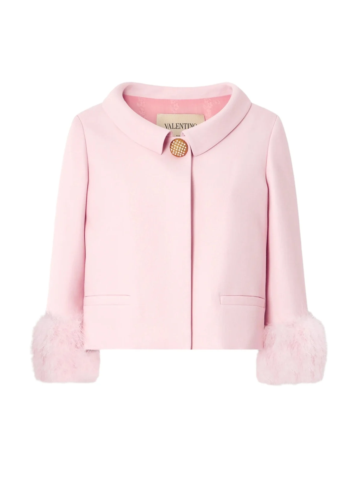 Valentino Garavani Embellished Feather-trimmed Wool And Silk-blend Crepe De Chine Jacket