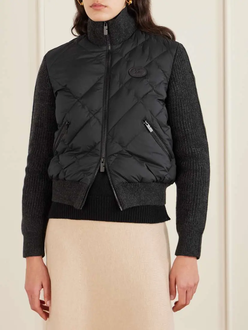 Burberry Ribbed Wool-blend Paneled Padded Shell Down Jacket | Thumbnail 3 Burberry Ribbed Wool-blend Paneled Padded Shell Down Jacket | Thumbnail 3