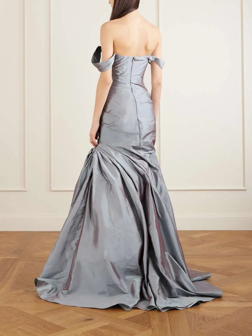 Marmar Halim One-shoulder Gathered Taffeta Gown | Thumbnail 3 Marmar Halim One-shoulder Gathered Taffeta Gown | Thumbnail 3