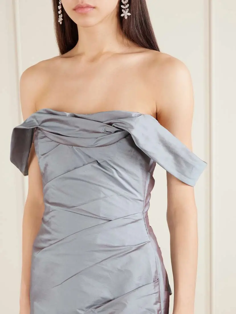 Marmar Halim One-shoulder Gathered Taffeta Gown | Thumbnail 4 Marmar Halim One-shoulder Gathered Taffeta Gown | Thumbnail 4