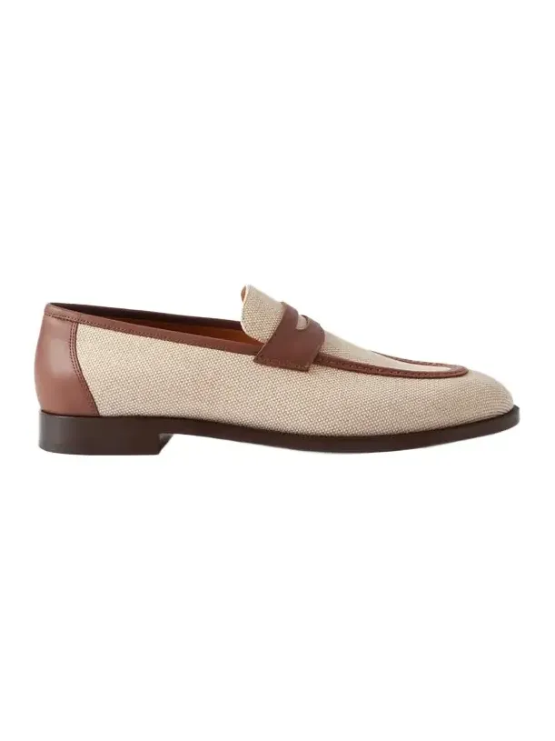 Loro Piana Sergio Leather-trimmed Canvas Loafers