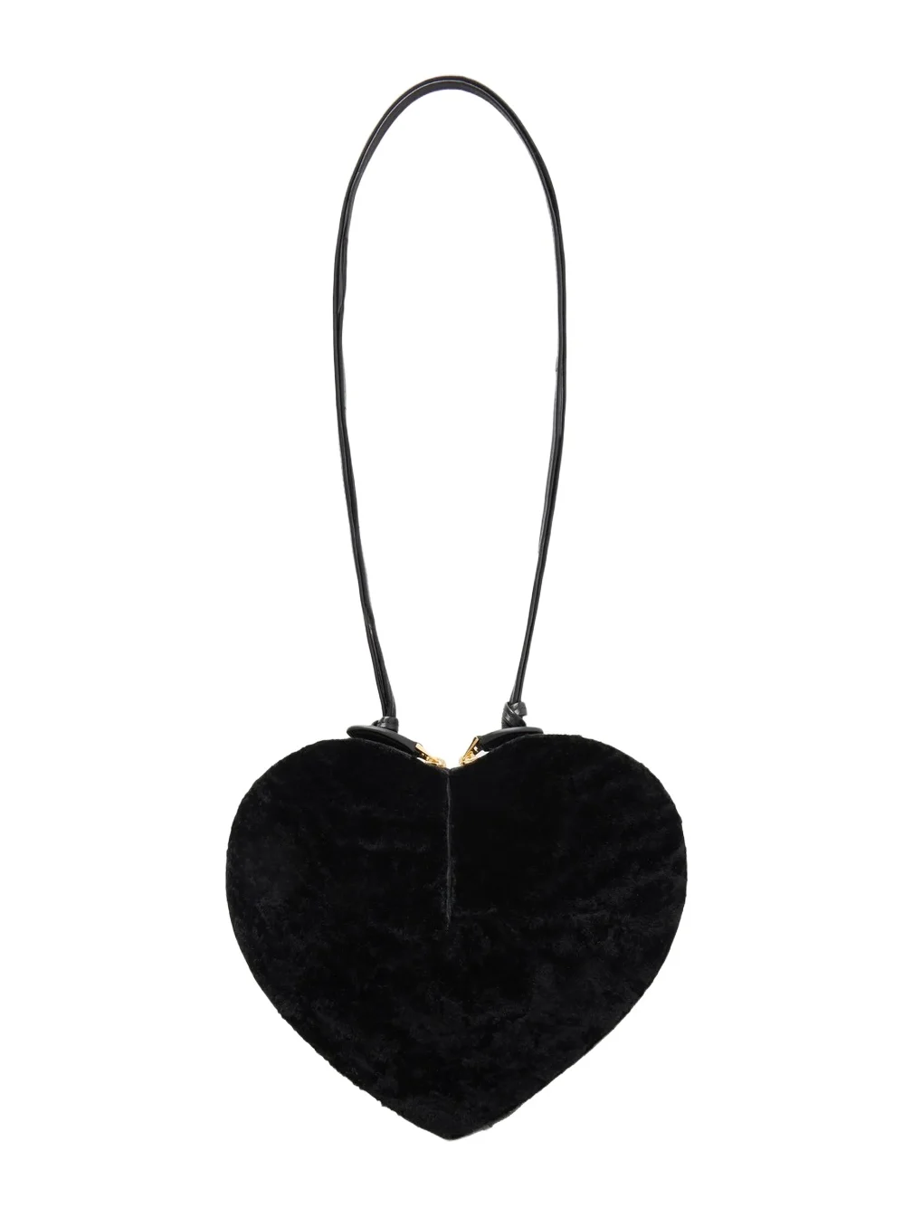 Le Coeur Leather-trimmed Shearling Shoulder Bag