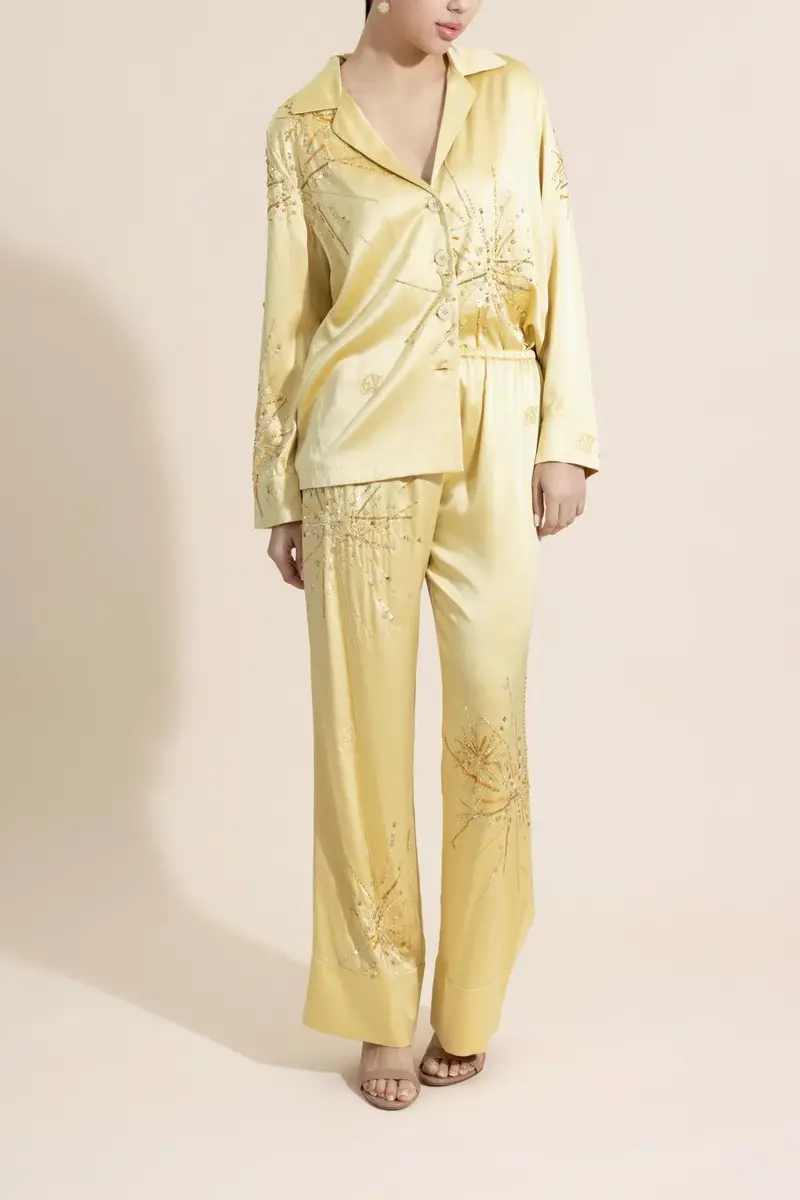 BERNADETTE Louis Pyjama Pants - Gold Yellow Sparkle | Thumbnail 2 BERNADETTE Louis Pyjama Pants - Gold Yellow Sparkle | Thumbnail 2