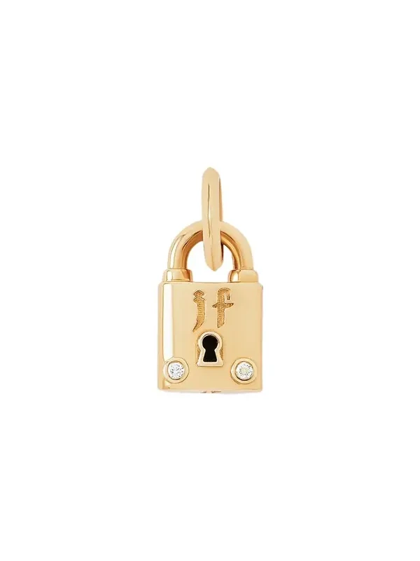Jennifer Fisher Personalized Small Lock with Two Diamonds 18K Yellow Gold