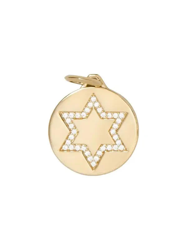 Jennifer Fisher Star Of David Circle Charm in 18K Yellow Gold Jennifer Fisher Star Of David Circle Charm in 18K Yellow Gold