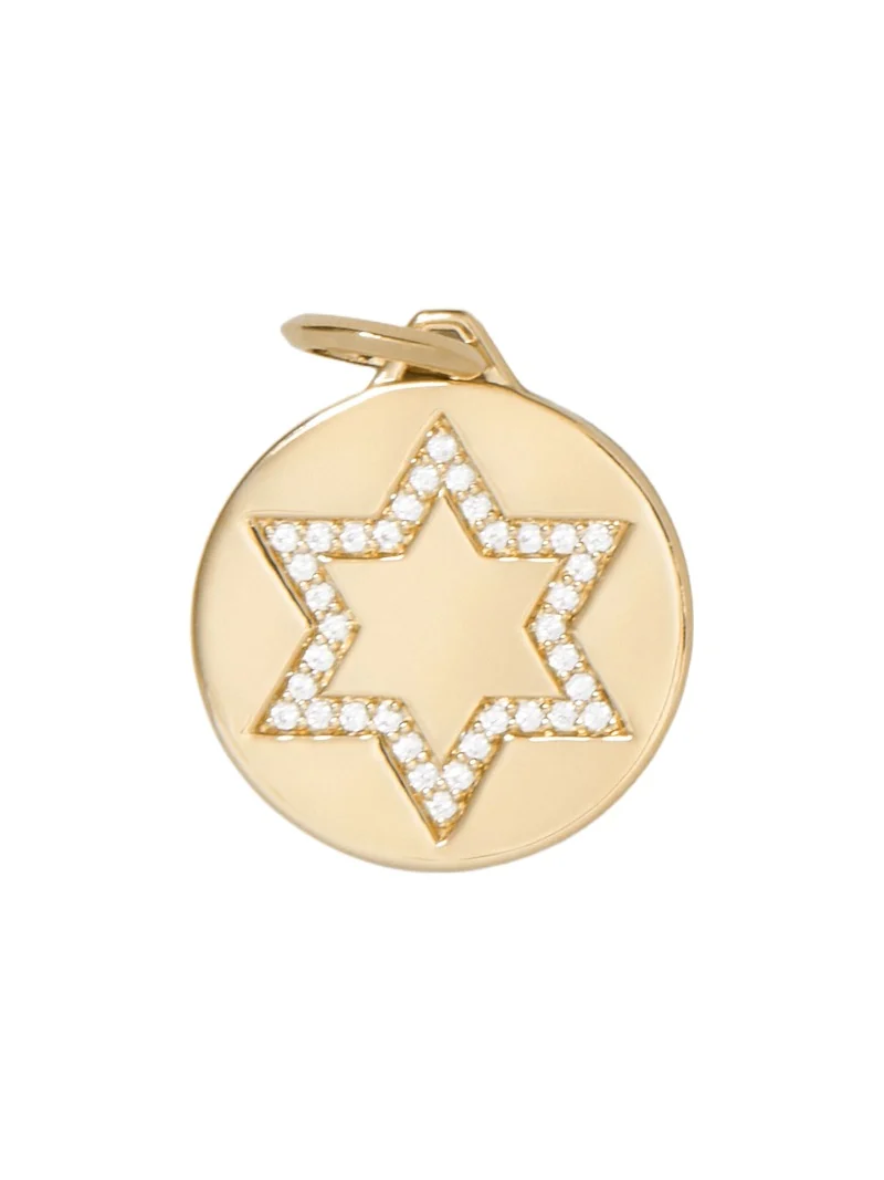 Star Of David Circle Charm in 18K Yellow Gold Star Of David Circle Charm in 18K Yellow Gold