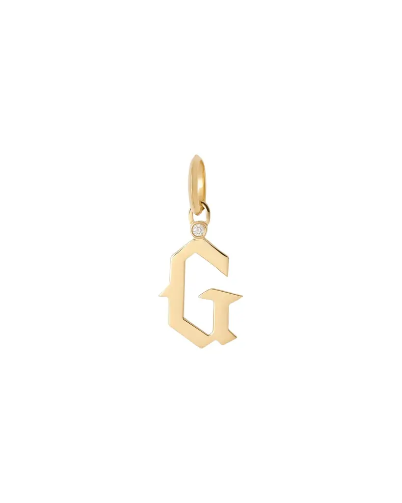 Jennifer Fisher Capital Gothic Letter Charm with Diamond in 18K Yellow Gold G Jennifer Fisher Capital Gothic Letter Charm with Diamond in 18K Yellow Gold G
