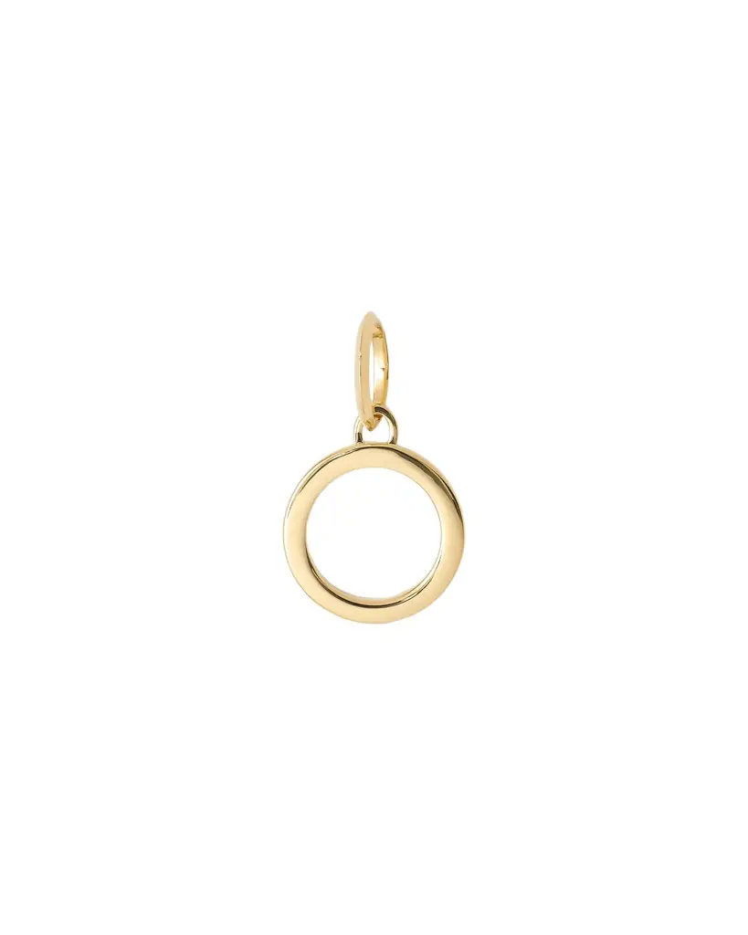 Jennifer Fisher Minimal Block Letter Charm in 14K Yellow Gold O Jennifer Fisher Minimal Block Letter Charm in 14K Yellow Gold O