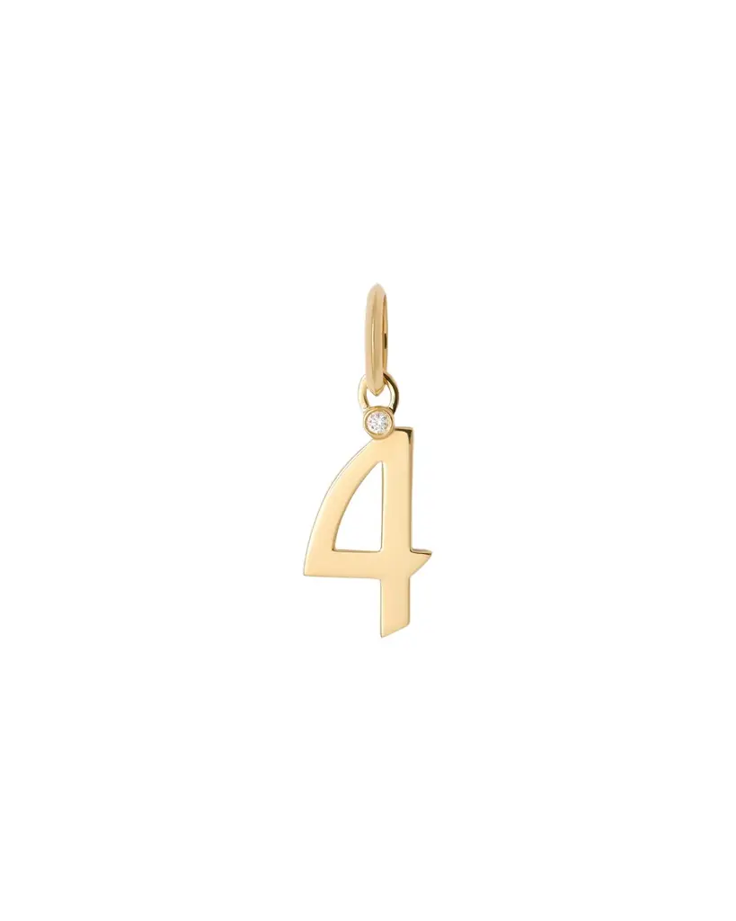 Jennifer Fisher Gothic Number Charm with Diamond in 18K Yellow Gold 4 Jennifer Fisher Gothic Number Charm with Diamond in 18K Yellow Gold 4