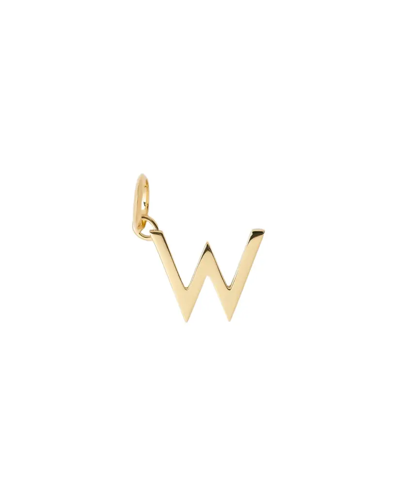 Jennifer Fisher Minimal Block Letter Charm in 14K Yellow Gold W Jennifer Fisher Minimal Block Letter Charm in 14K Yellow Gold W