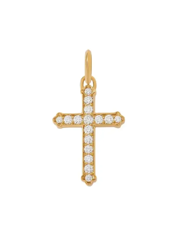 Jennifer Fisher Medium Royal Cross with Pavé White Diamonds in 18K Yellow Gold