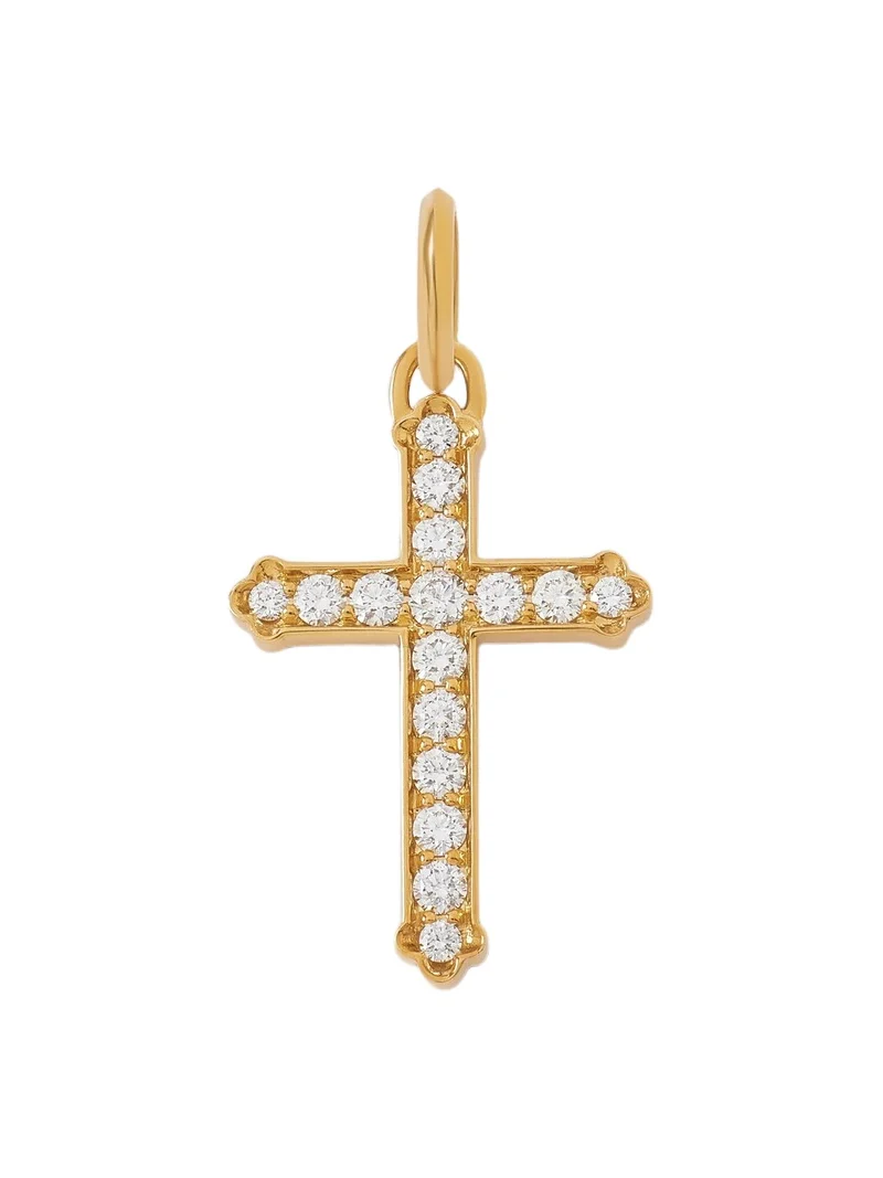 Jennifer Fisher Medium Royal Cross with Pavé White Diamonds in 18K Yellow Gold