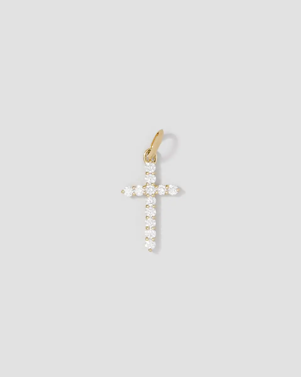 Jennifer Fisher Jennifer Fisher Small Floating Diamond Cross 18K Yellow | Thumbnail 2 Jennifer Fisher Jennifer Fisher Small Floating Diamond Cross 18K Yellow | Thumbnail 2