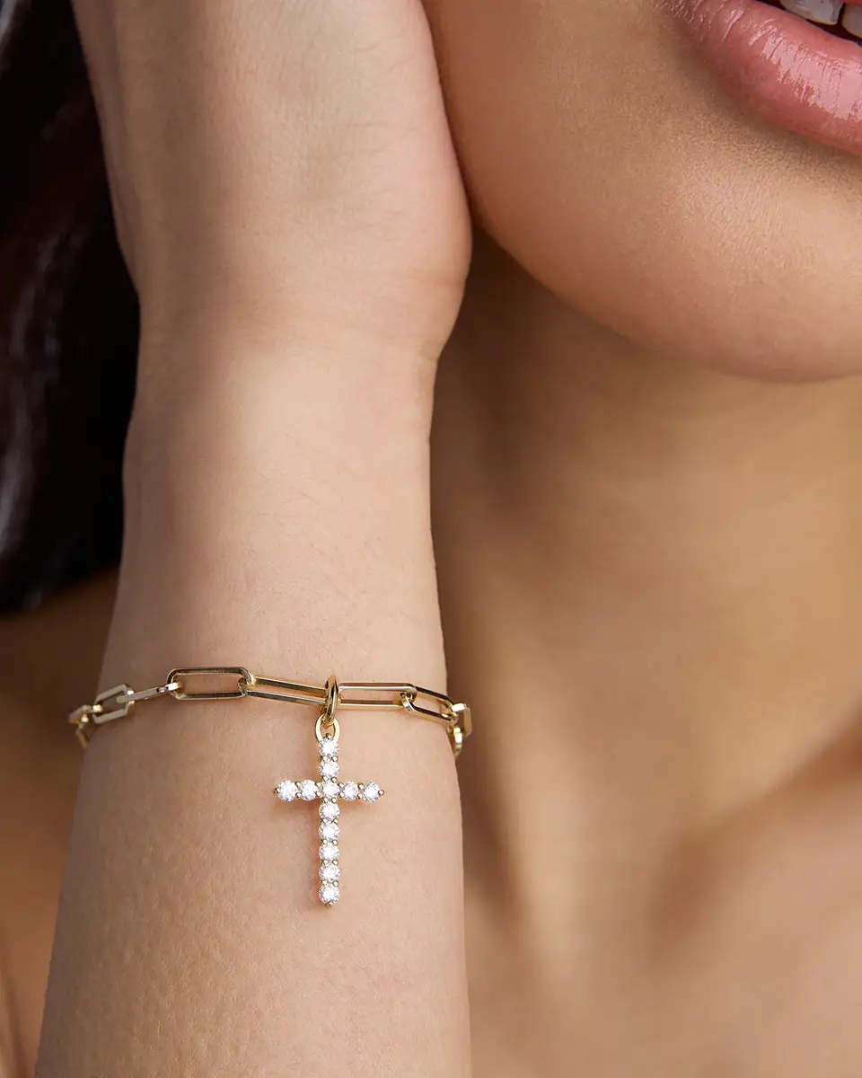 Jennifer Fisher Small Floating Diamond Cross 18K Yellow Jennifer Fisher Small Floating Diamond Cross 18K Yellow