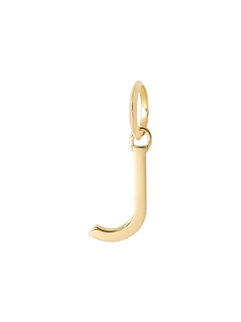Minimal Block Letter Charm in 14K Yellow Gold J Minimal Block Letter Charm in 14K Yellow Gold J