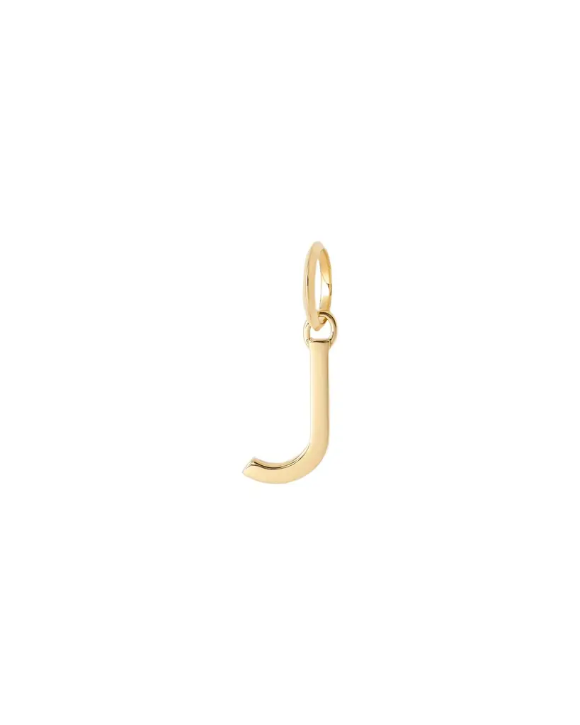 Jennifer Fisher Minimal Block Letter Charm in 14K Yellow Gold J Jennifer Fisher Minimal Block Letter Charm in 14K Yellow Gold J
