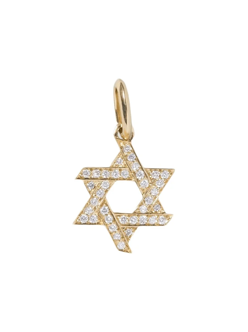Star of David Charm with Pavé White Diamonds 18K Yellow Gold