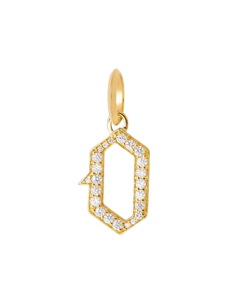 Jennifer Fisher Capital Gothic Letter Charm with Pavé White Diamonds O / 18K Yellow Gold