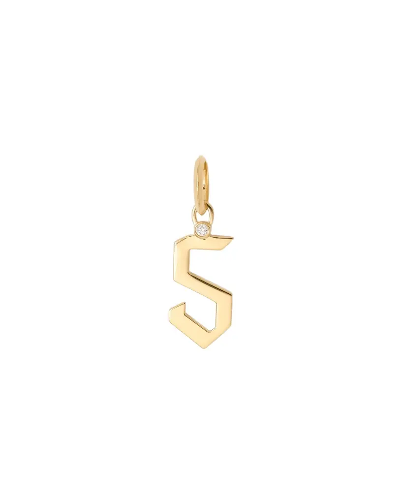 Jennifer Fisher Jennifer Fisher Gothic Number Charm with Diamond in 18K Yellow Gold 5