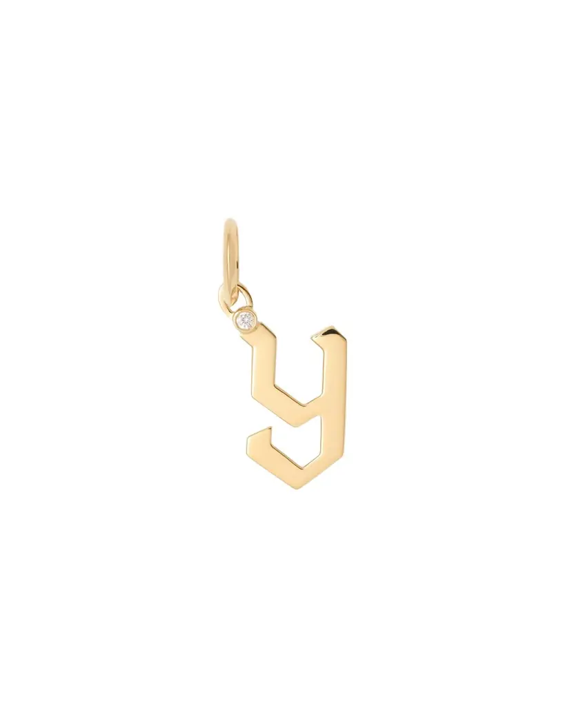 Jennifer Fisher Jennifer Fisher Capital Gothic Letter Charm with Diamond in 18K Yellow Gold Y