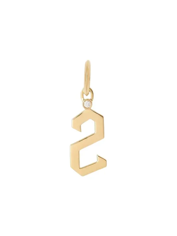 Jennifer Fisher Gothic Number Charm with Diamond in 18K Yellow Gold 2 Jennifer Fisher Gothic Number Charm with Diamond in 18K Yellow Gold 2
