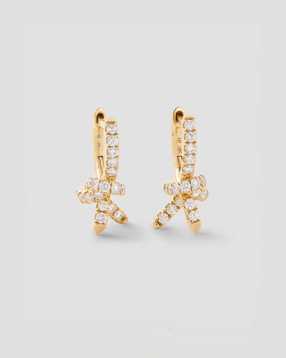 Jennifer Fisher Knot Micro Huggie in 18K Yellow Gold with Pavé White Diamonds | Thumbnail 2 Jennifer Fisher Knot Micro Huggie in 18K Yellow Gold with Pavé White Diamonds | Thumbnail 2